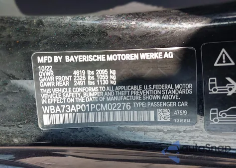 2023 BMW 430I xDrive from USA, damaged, VIN WBA73AP01PCM02276